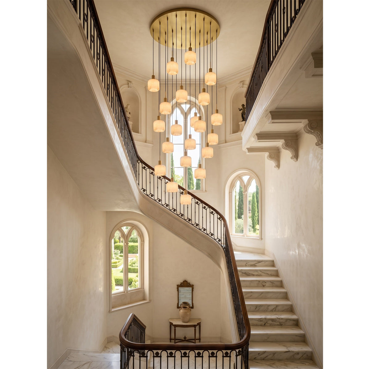 Radilum Natural Square Alabaster Chandelier