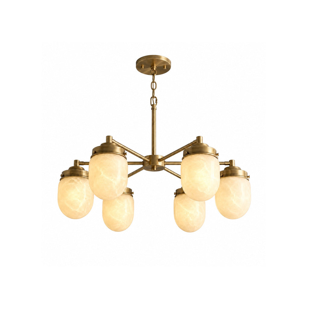 Radilum Nerielle Alabaster Chandelier Brass Frame