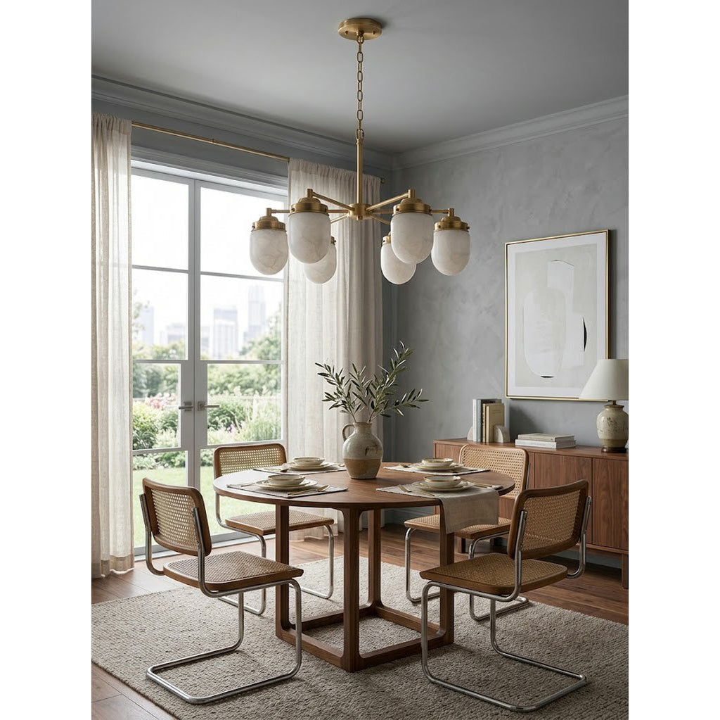 Radilum Nerielle Alabaster Chandelier Brass Frame