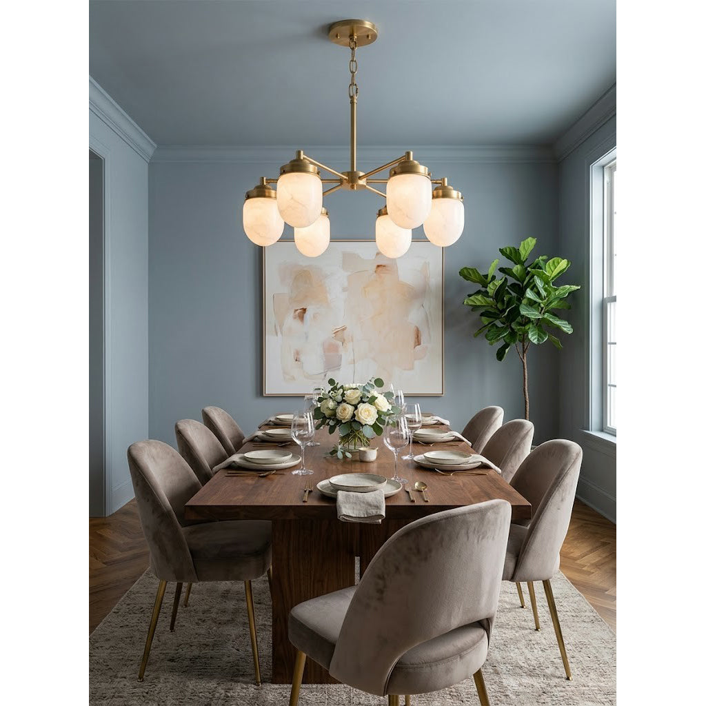 Radilum Nerielle Alabaster Chandelier Brass Frame