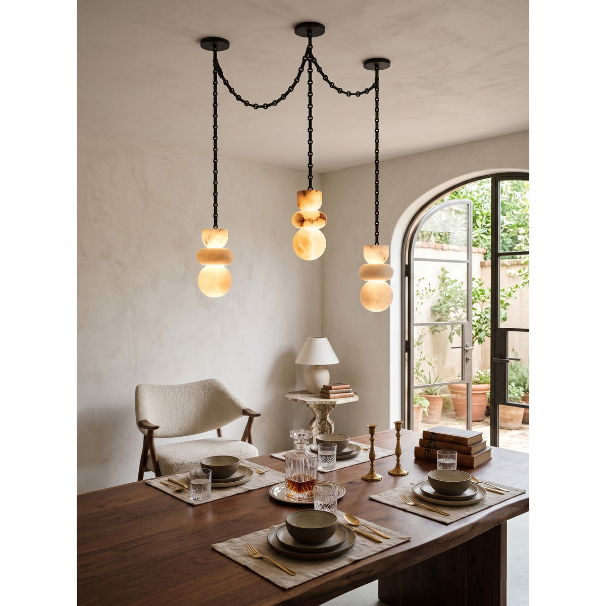 Radilum Orba Chain Alabaster Chandelier