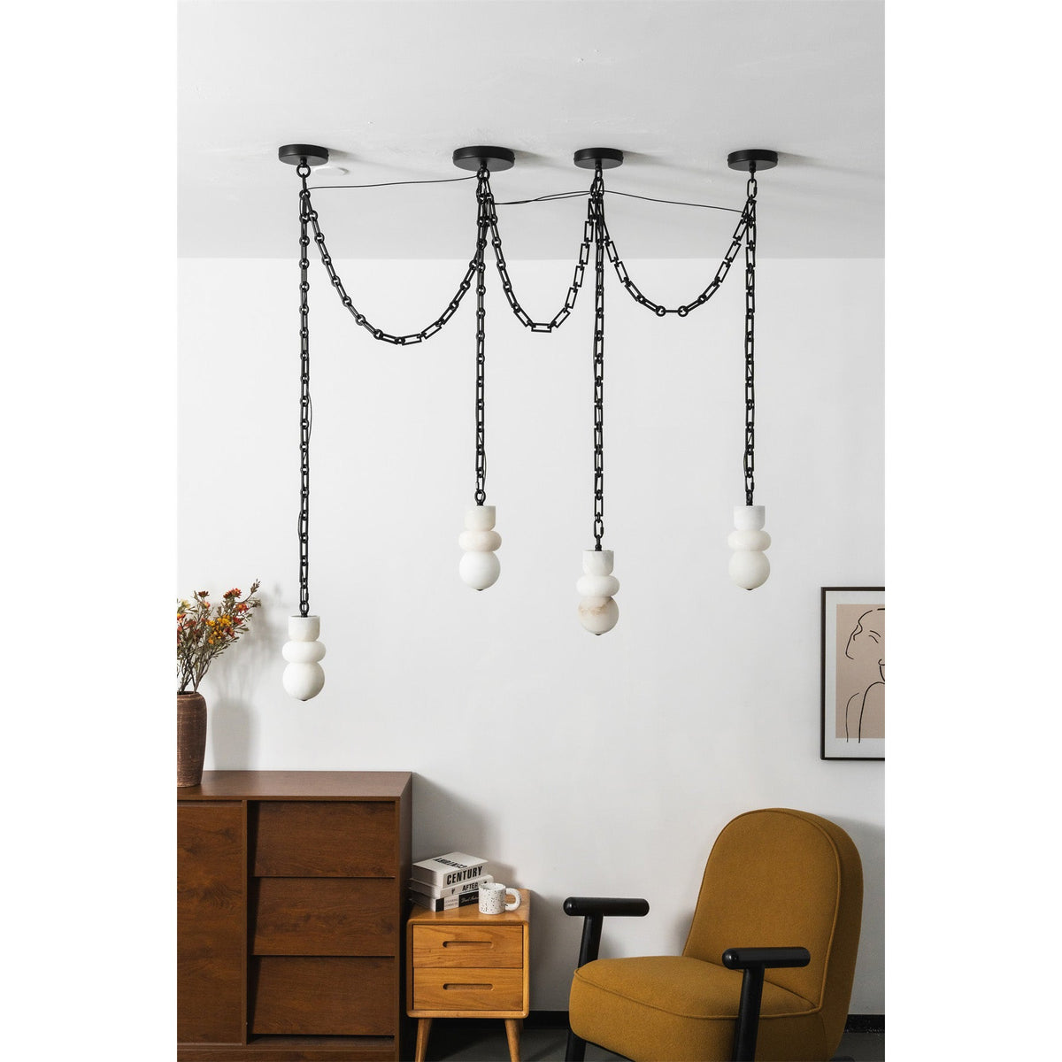 Radilum Orba Chain Alabaster Chandelier