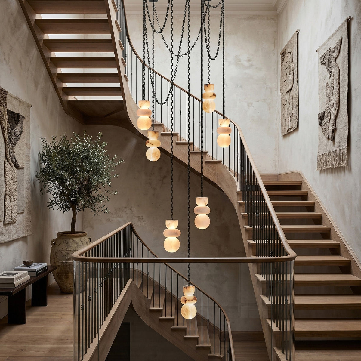 Radilum Orba Chain Alabaster Chandelier