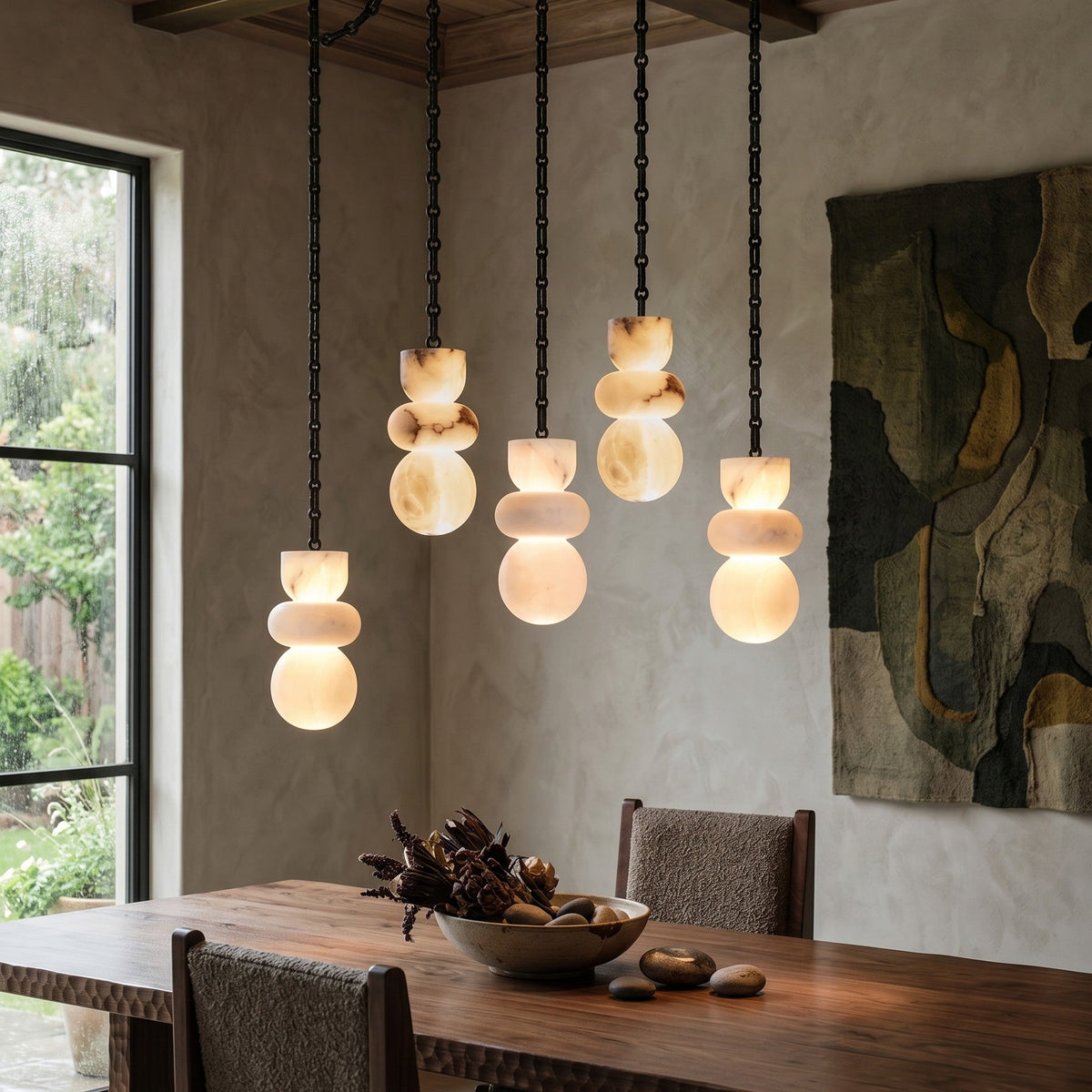 Radilum Orba Chain Alabaster Chandelier