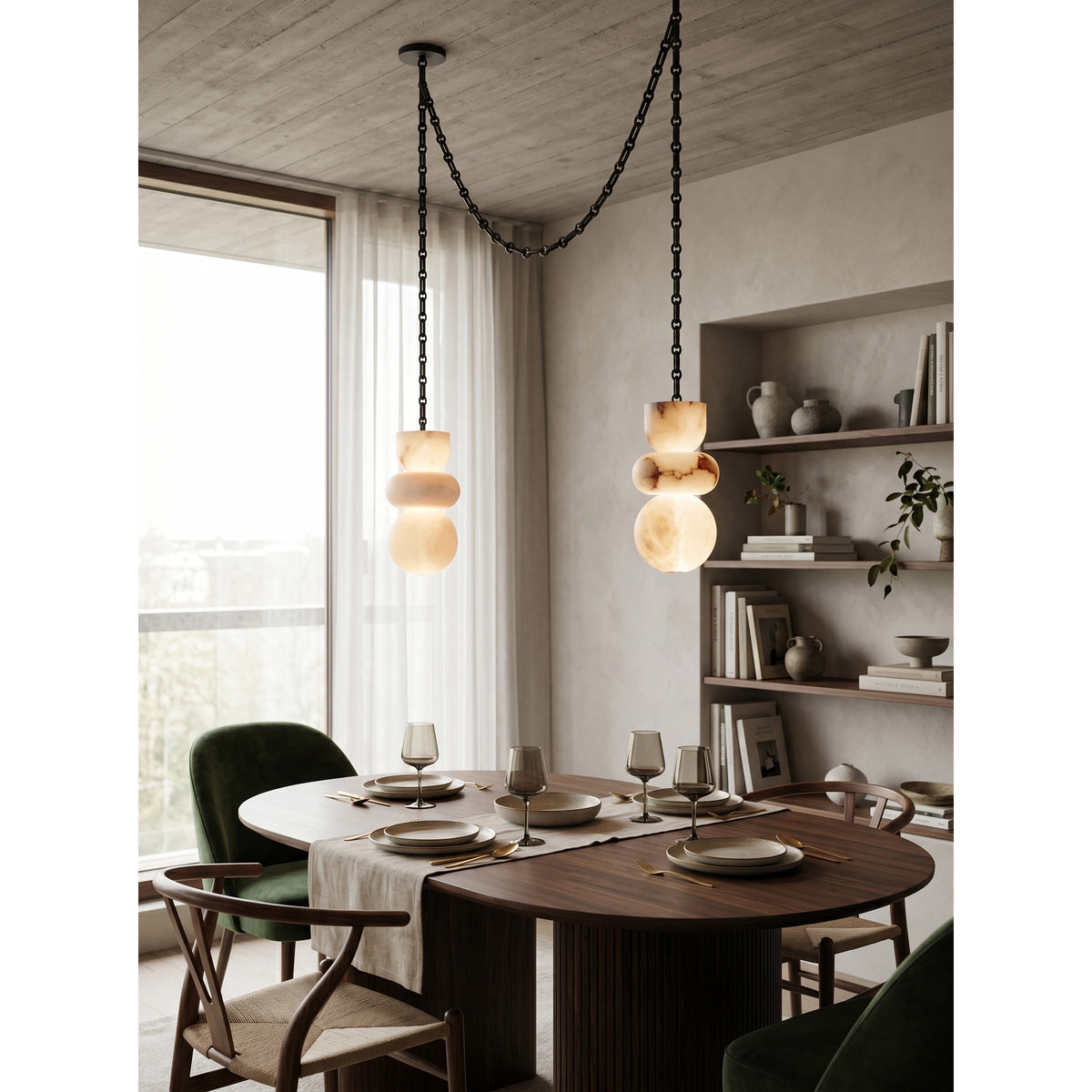 Radilum Orba Chain Alabaster Chandelier