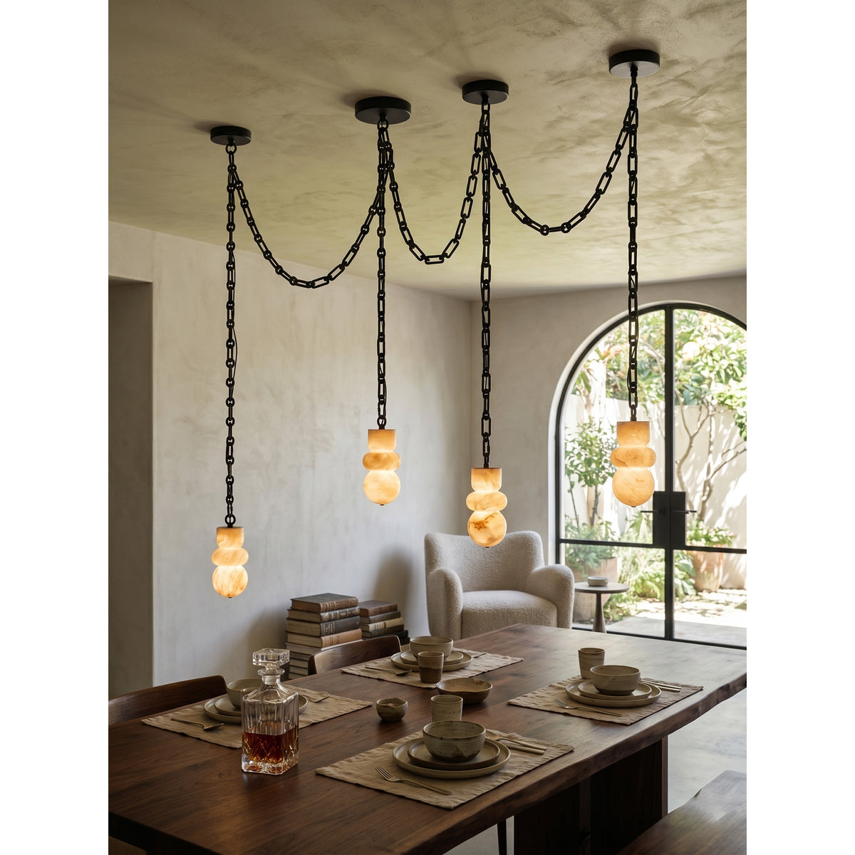 Radilum Orba Chain Alabaster Chandelier