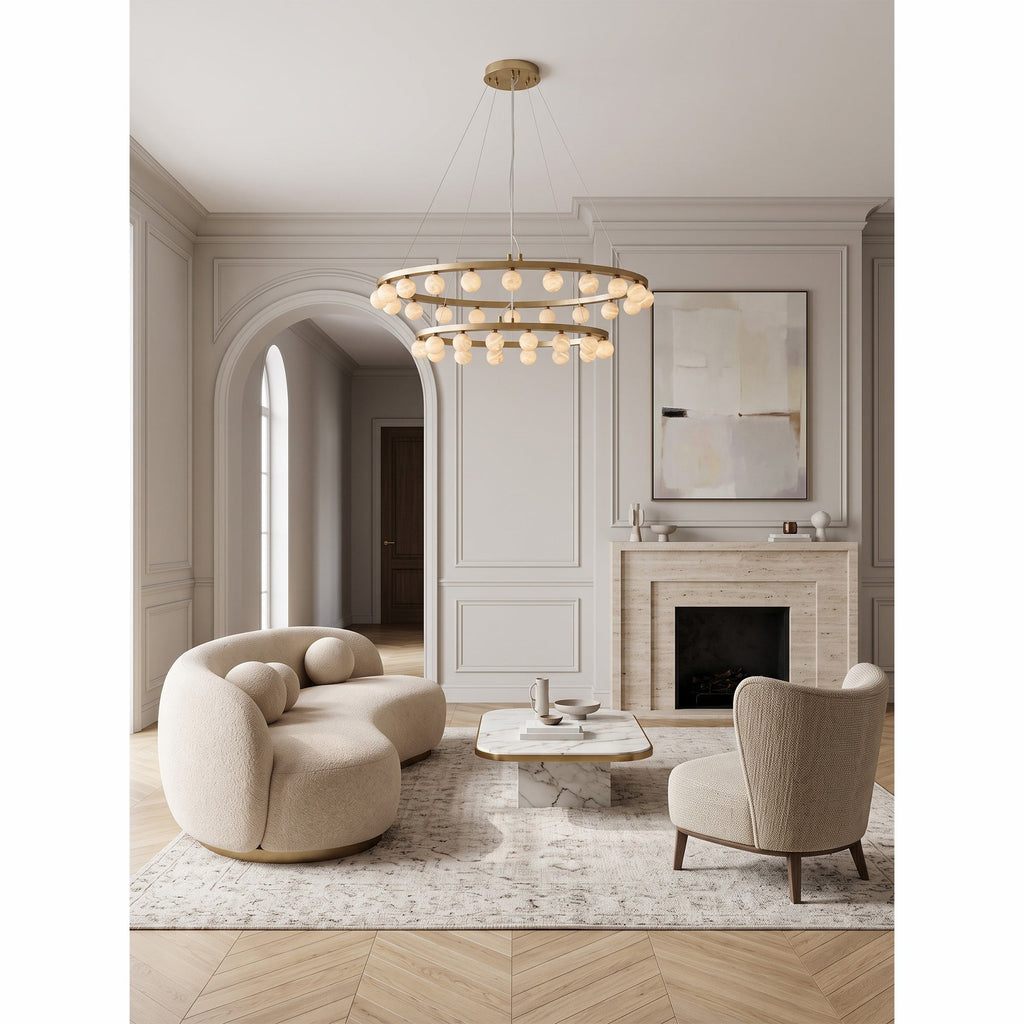 Radilum Orlienne Double Ring Alabaster Chandelier