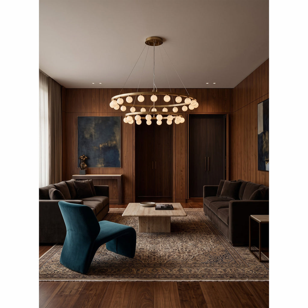 Radilum Orlienne Double Ring Alabaster Chandelier