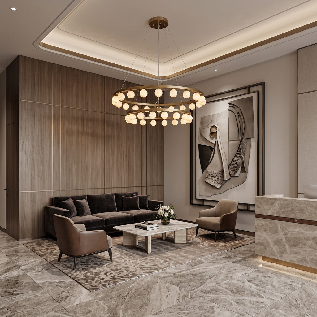 Radilum Orlienne Double Ring Alabaster Chandelier