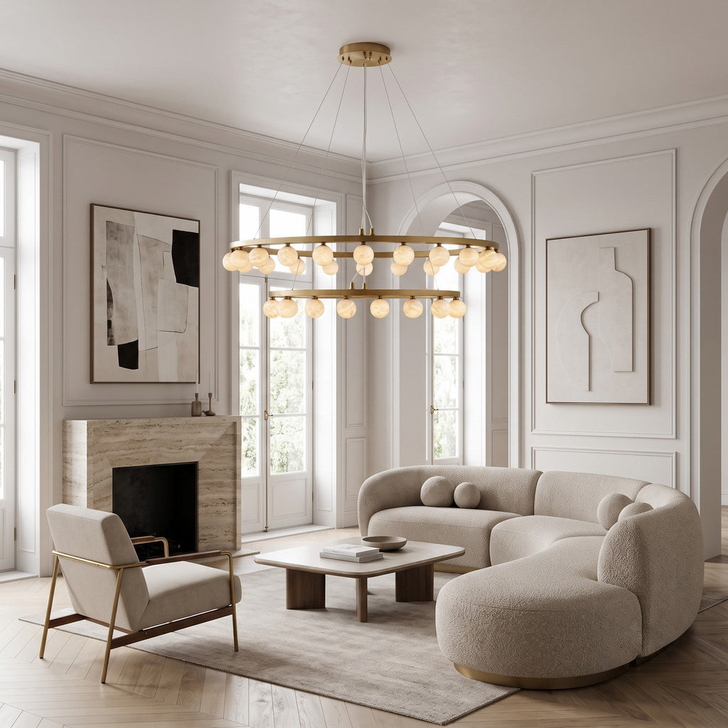 Radilum Orlienne Double Ring Alabaster Chandelier