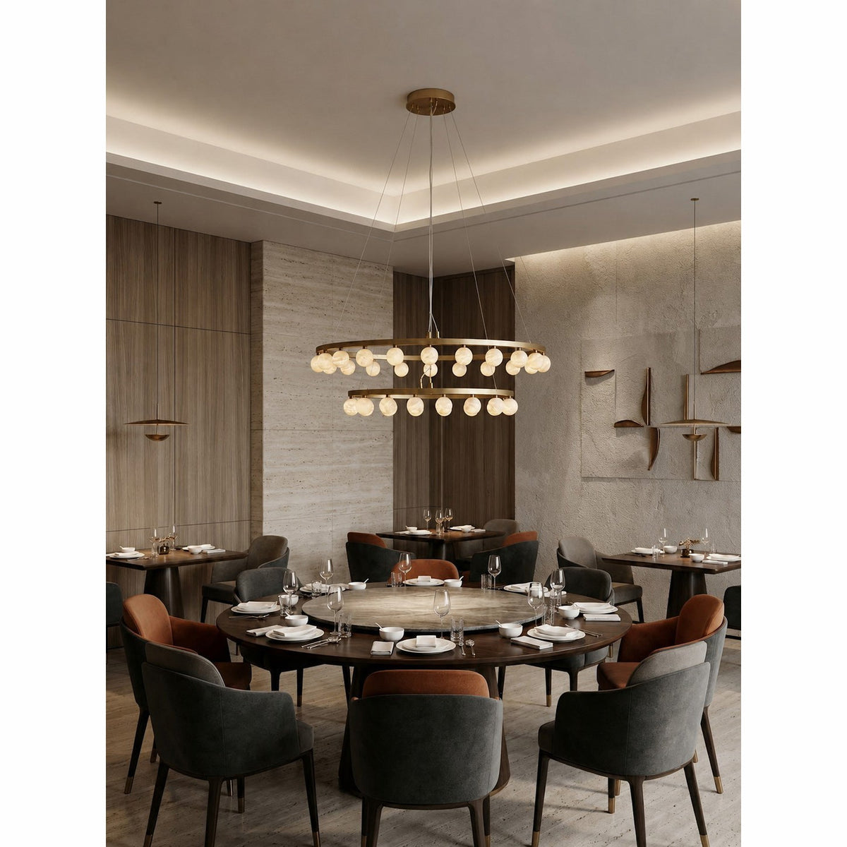 Radilum Orlienne Double Ring Alabaster Chandelier