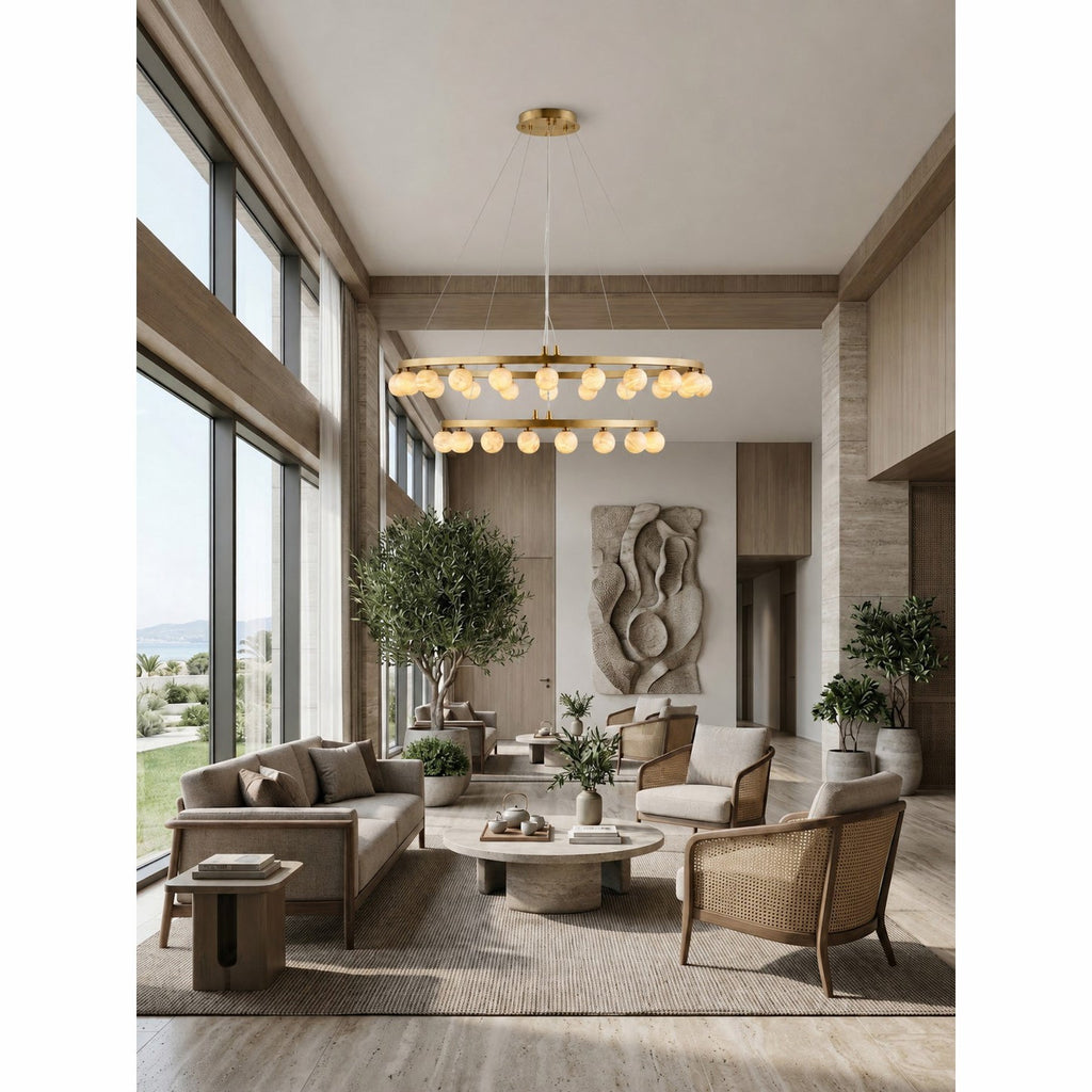 Radilum Orlienne Double Ring Alabaster Chandelier