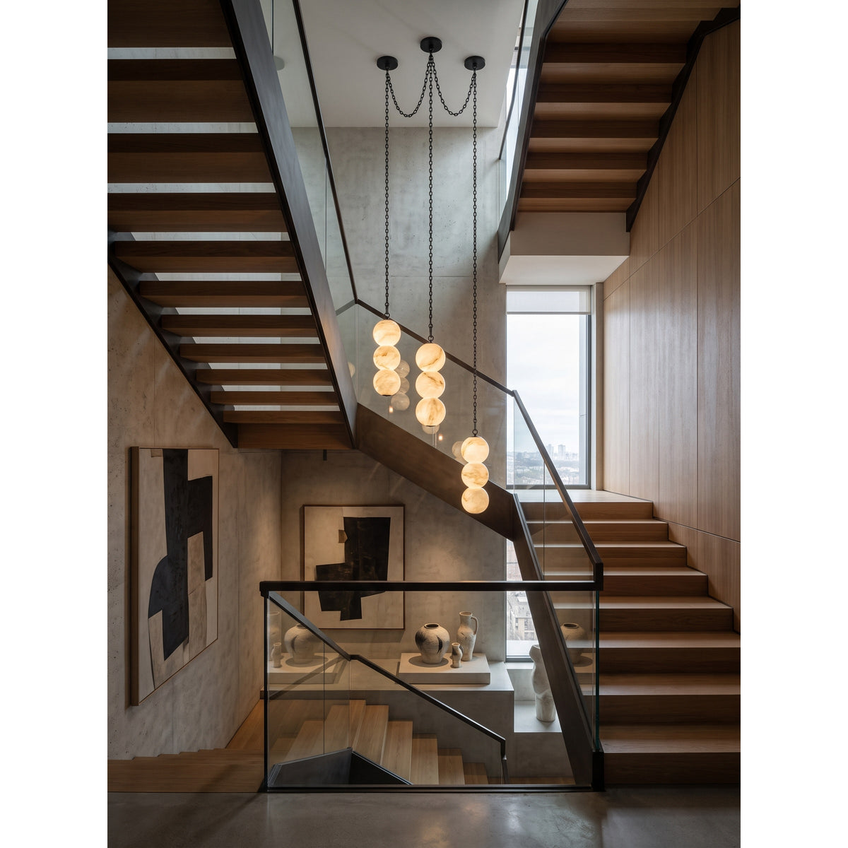 Radilum Pearl Chain Alabaster Chandelier