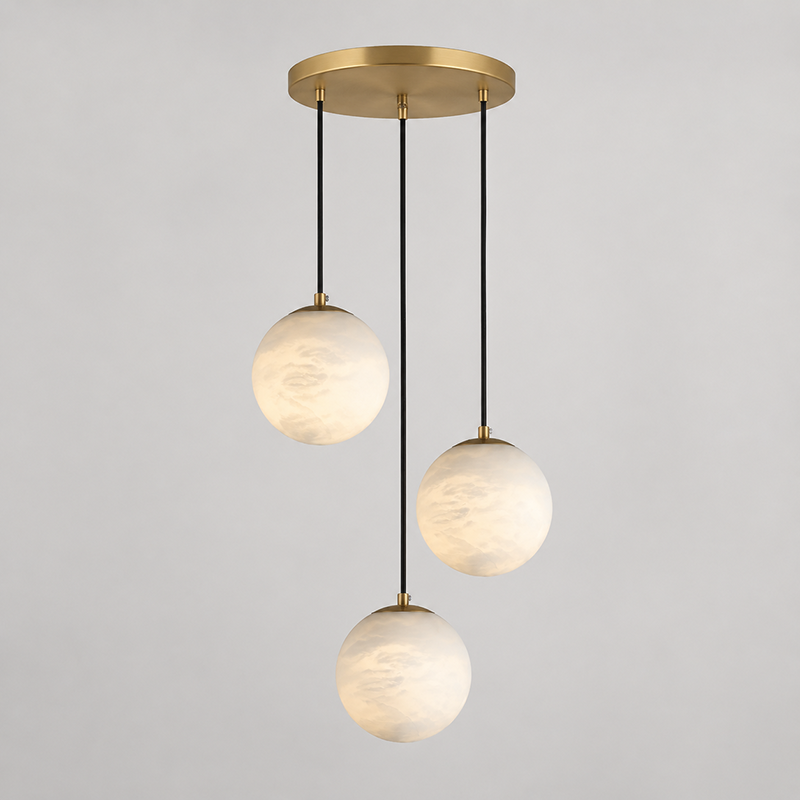 Radilum Savina Alabaster Chandelier Brass Frame