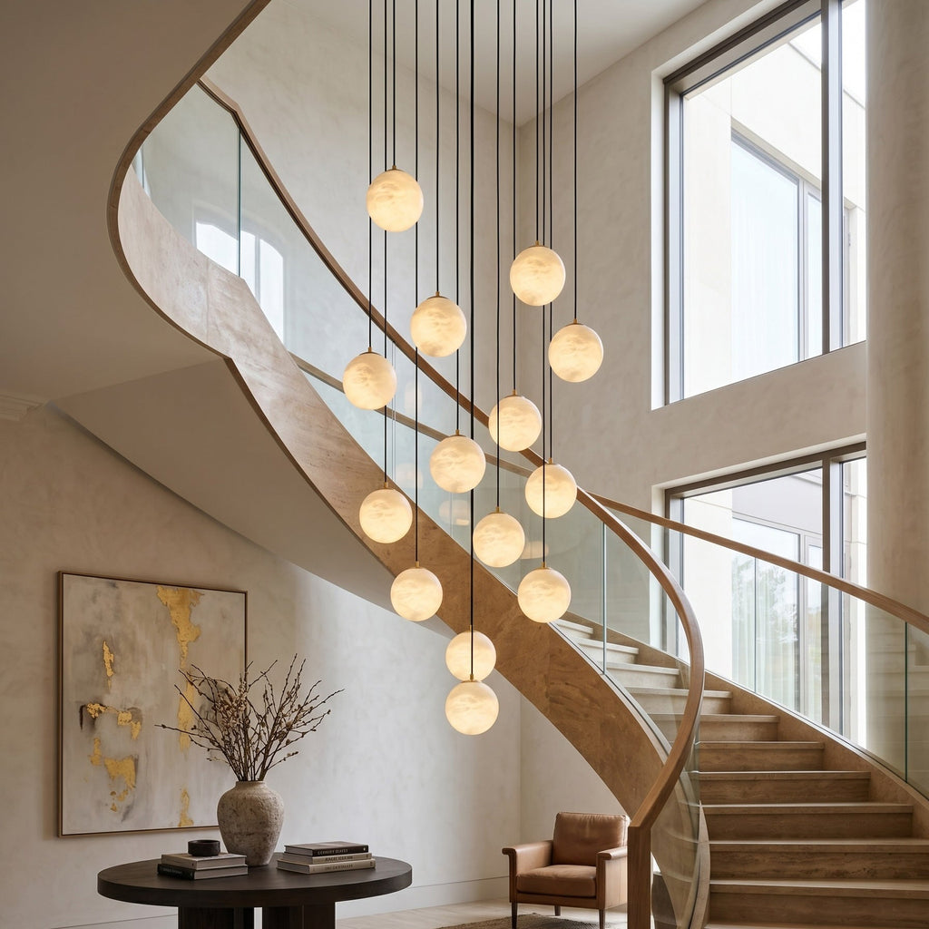 Radilum Savina Alabaster Chandelier Brass Frame