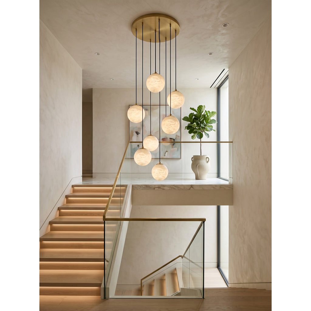 Radilum Savina Alabaster Chandelier Brass Frame