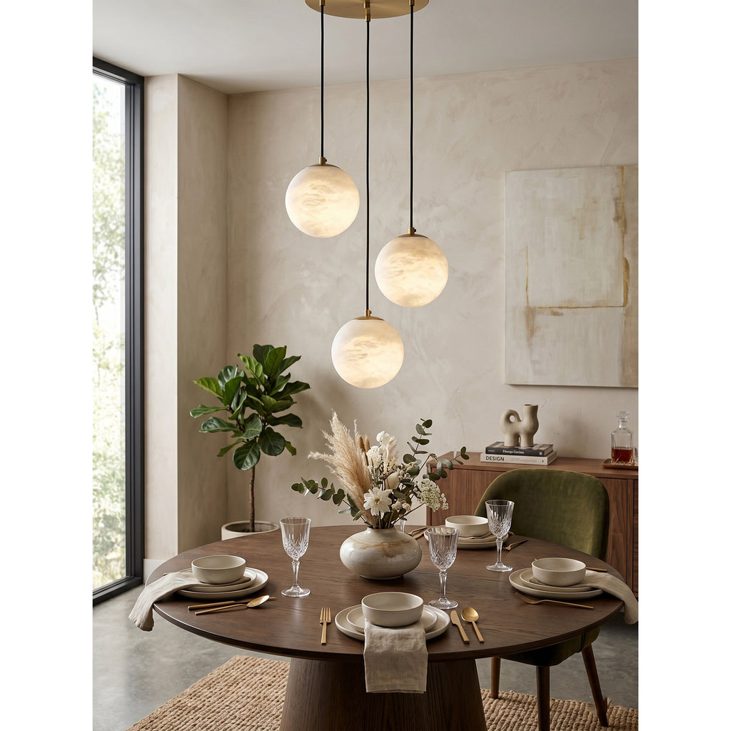 Radilum Savina Alabaster Chandelier Brass Frame