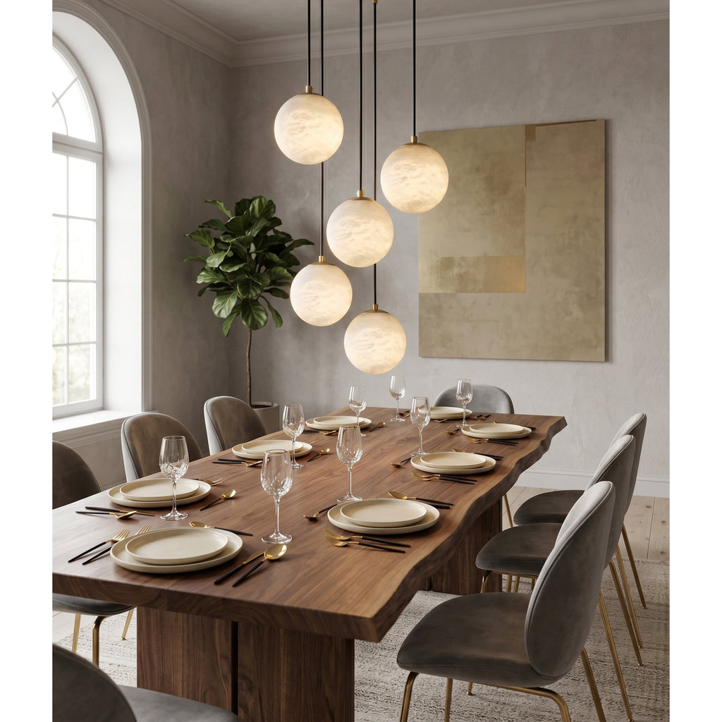 Radilum Savina Alabaster Chandelier Brass Frame