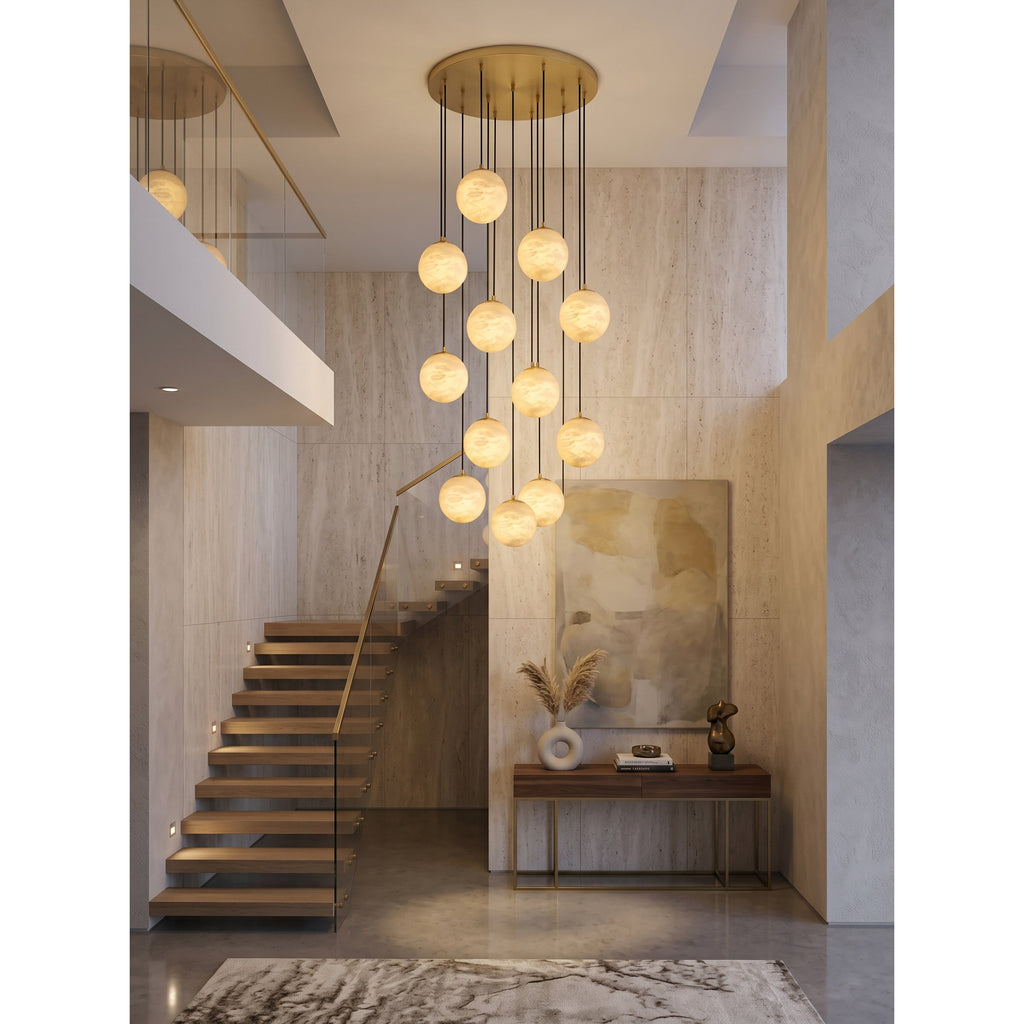 Radilum Savina Alabaster Chandelier Brass Frame