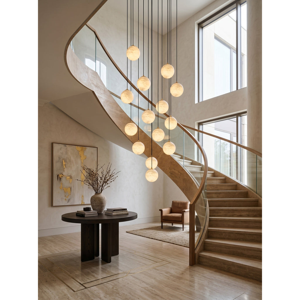 Radilum Savina Alabaster Chandelier Brass Frame