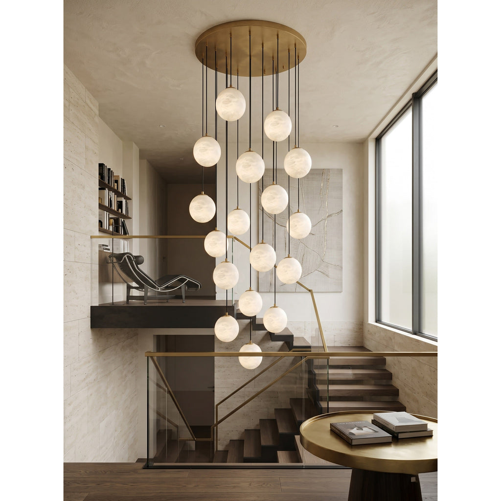 Radilum Savina Alabaster Chandelier Brass Frame