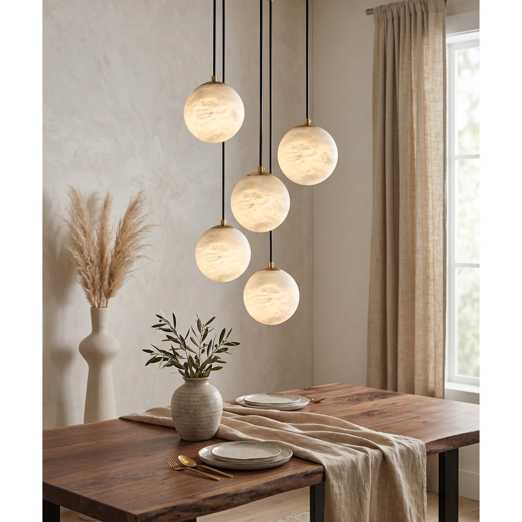 Radilum Savina Alabaster Chandelier Brass Frame