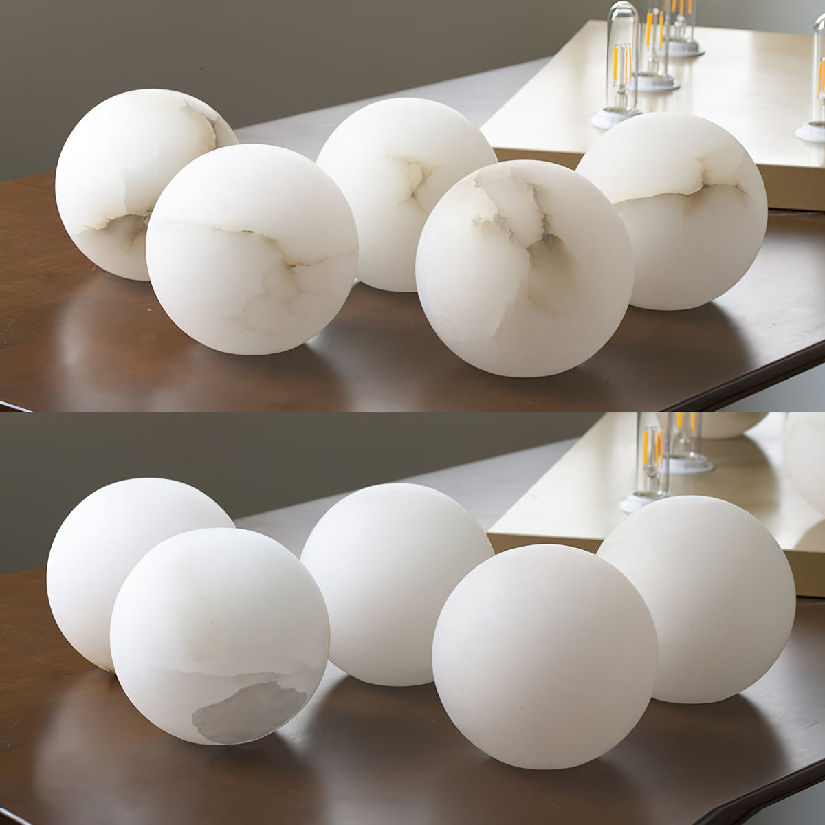 Radilum Savina Alabaster Chandelier Brass Frame