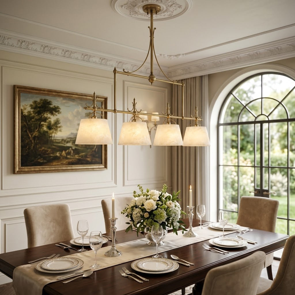 Radilum Sloane Alabaster Chandelier Brass Frame