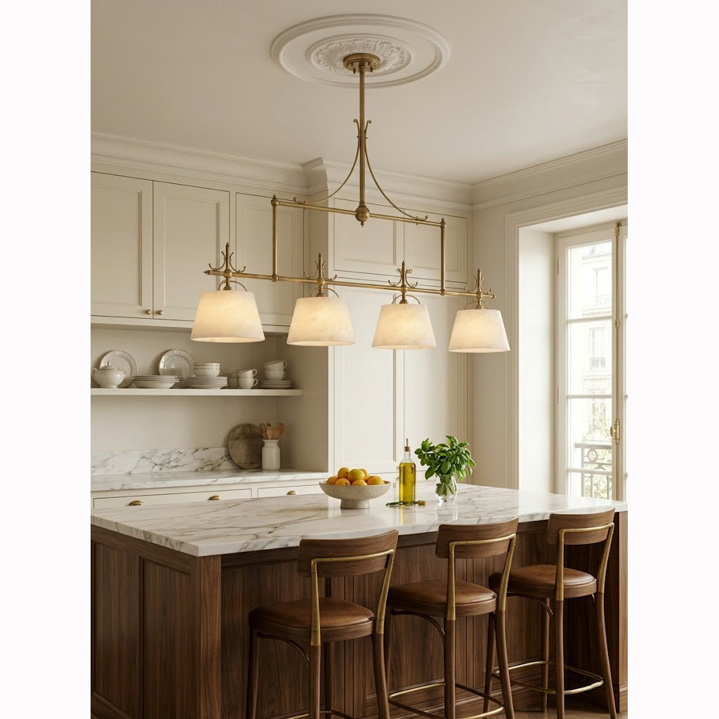 Radilum Sloane Alabaster Chandelier Brass Frame