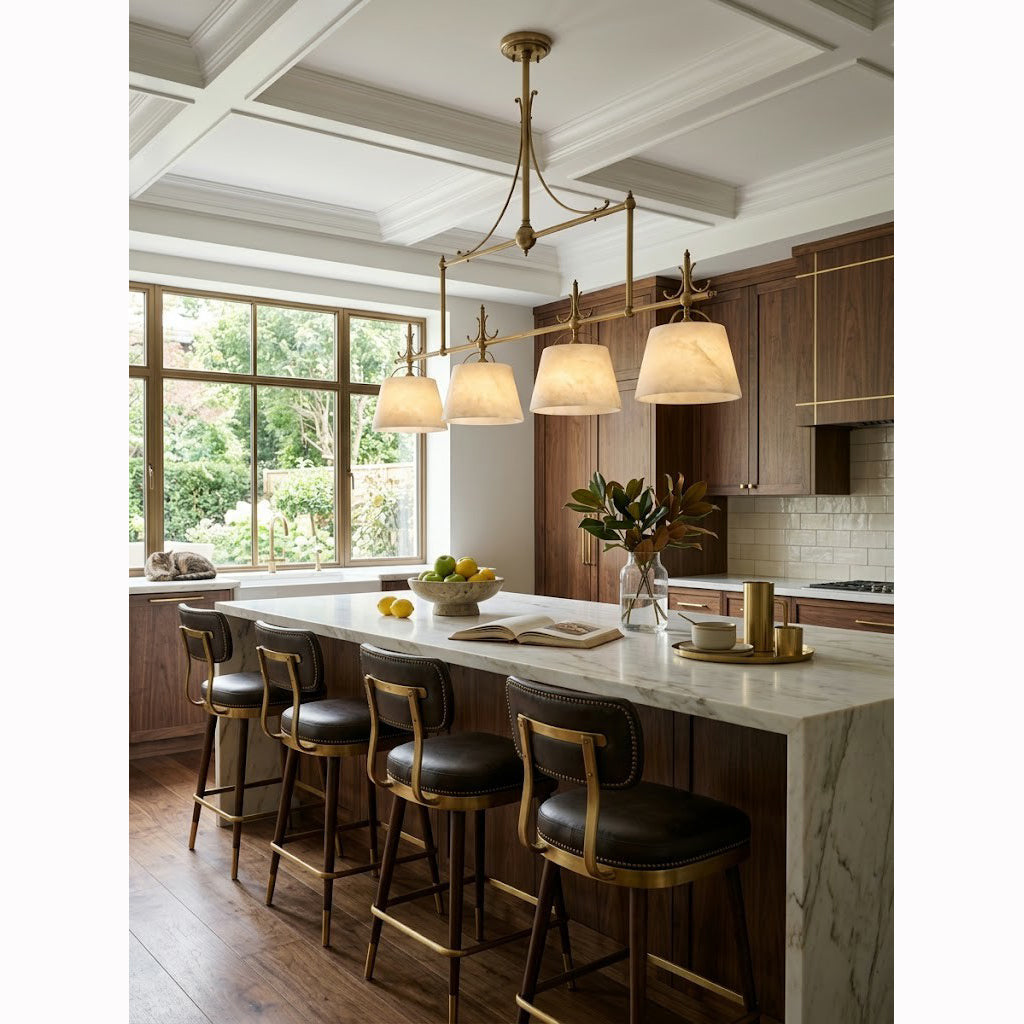 Radilum Sloane Alabaster Chandelier Brass Frame