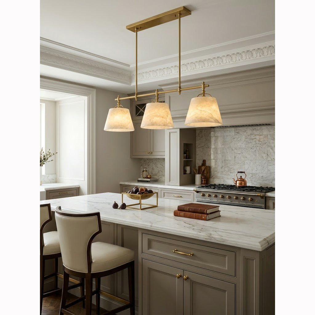Radilum Sloane Alabaster Chandelier Brass Frame