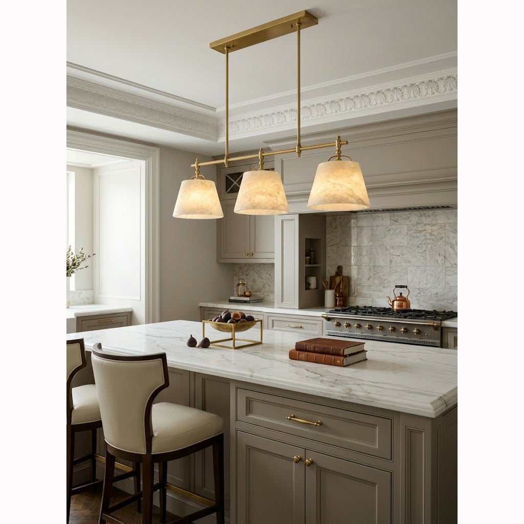 Radilum Sloane Alabaster Chandelier Brass Frame