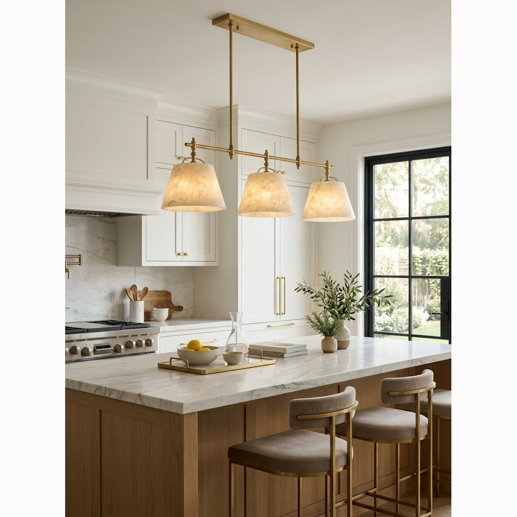 Radilum Sloane Alabaster Chandelier Brass Frame