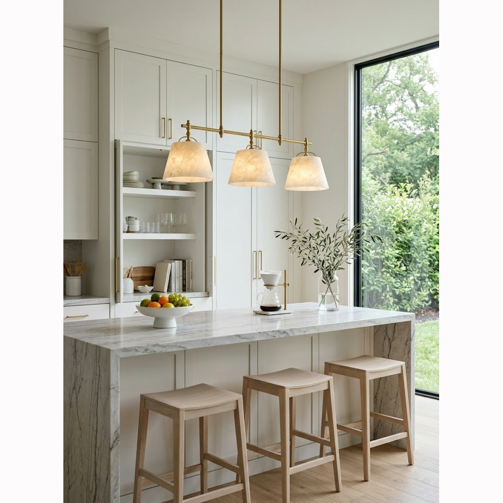 Radilum Sloane Alabaster Chandelier Brass Frame