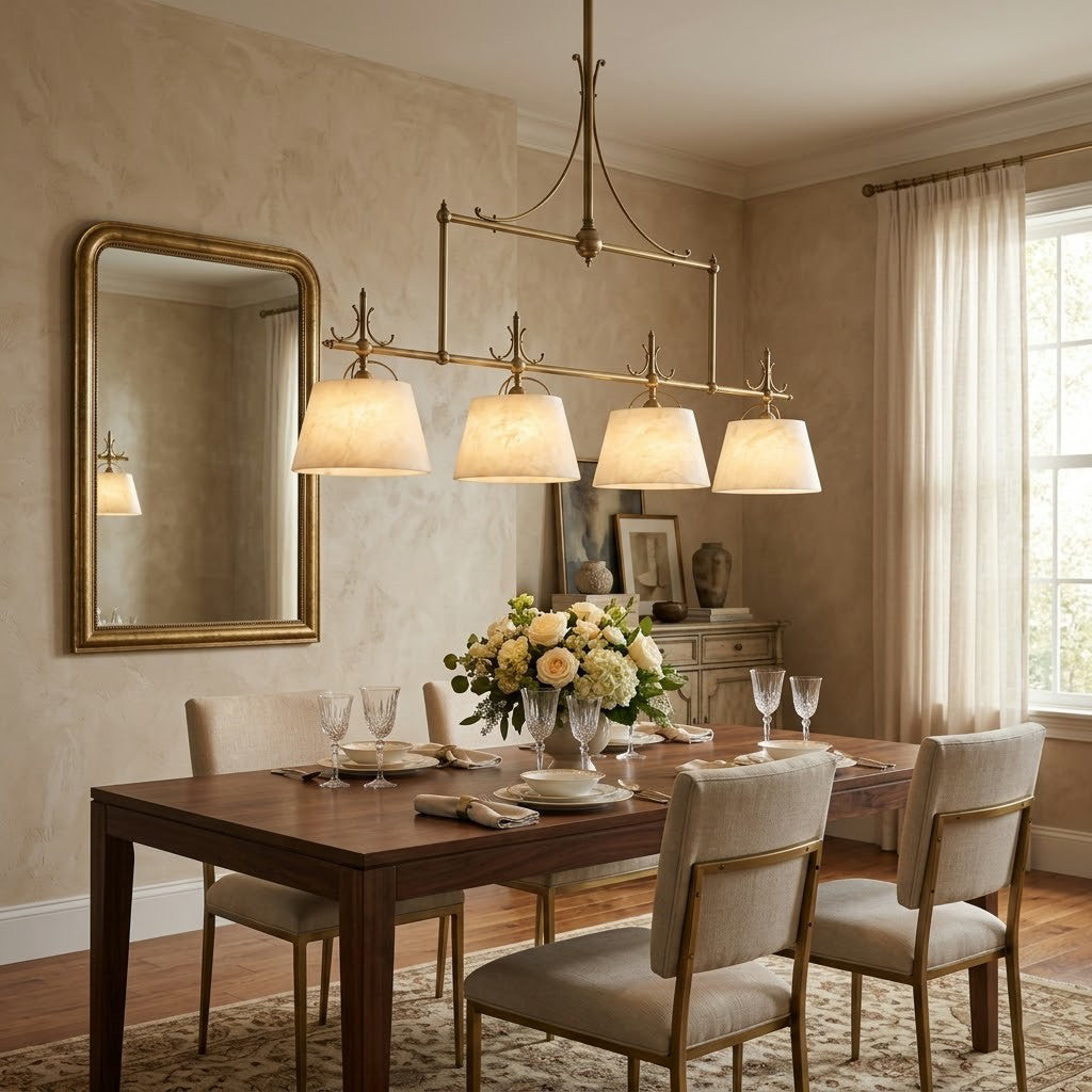 Radilum Sloane Alabaster Chandelier Brass Frame
