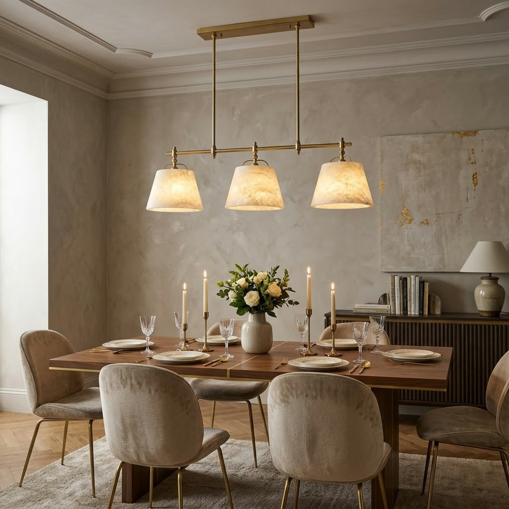 Radilum Sloane Alabaster Chandelier Brass Frame