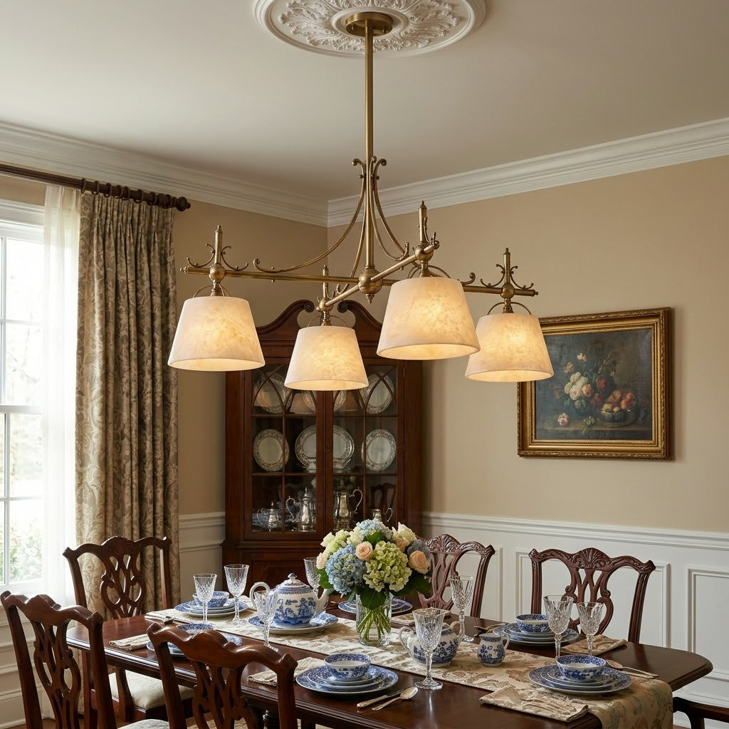 Radilum Sloane Alabaster Chandelier Brass Frame