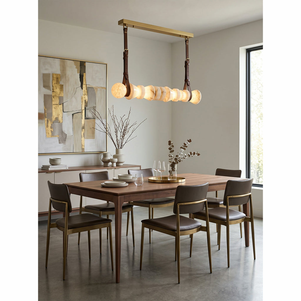 Radilum Tervaine Alabaster Chandelier Brass Frame