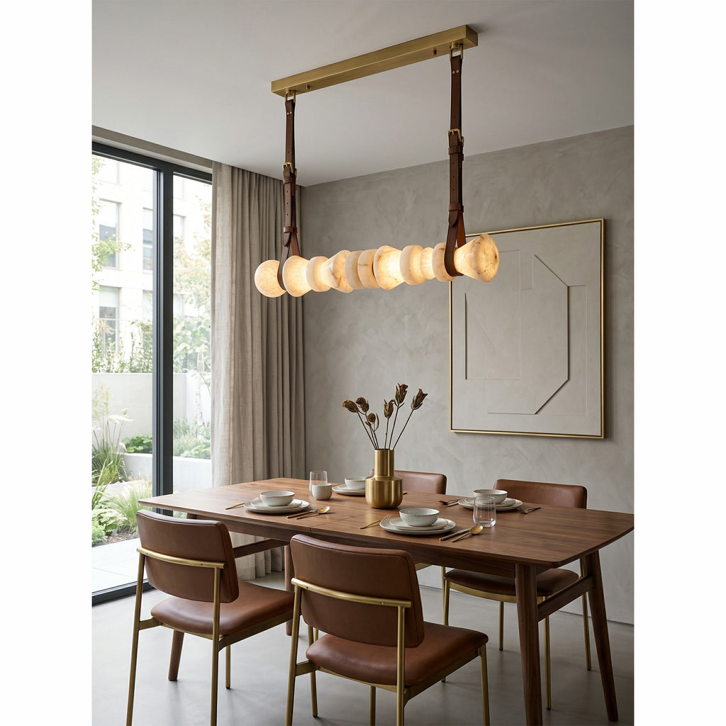Radilum Tervaine Alabaster Chandelier Brass Frame
