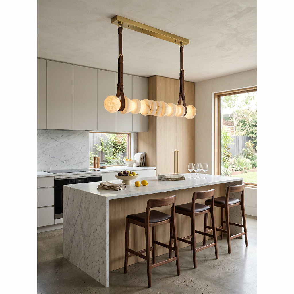 Radilum Tervaine Alabaster Chandelier Brass Frame
