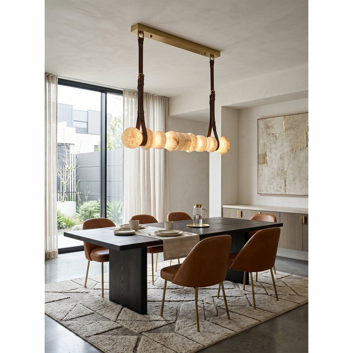 Radilum Tervaine Alabaster Chandelier Brass Frame