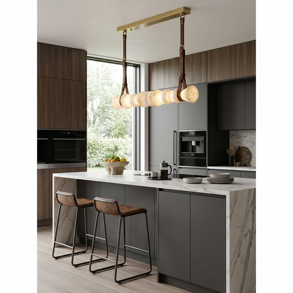 Radilum Tervaine Alabaster Chandelier Brass Frame