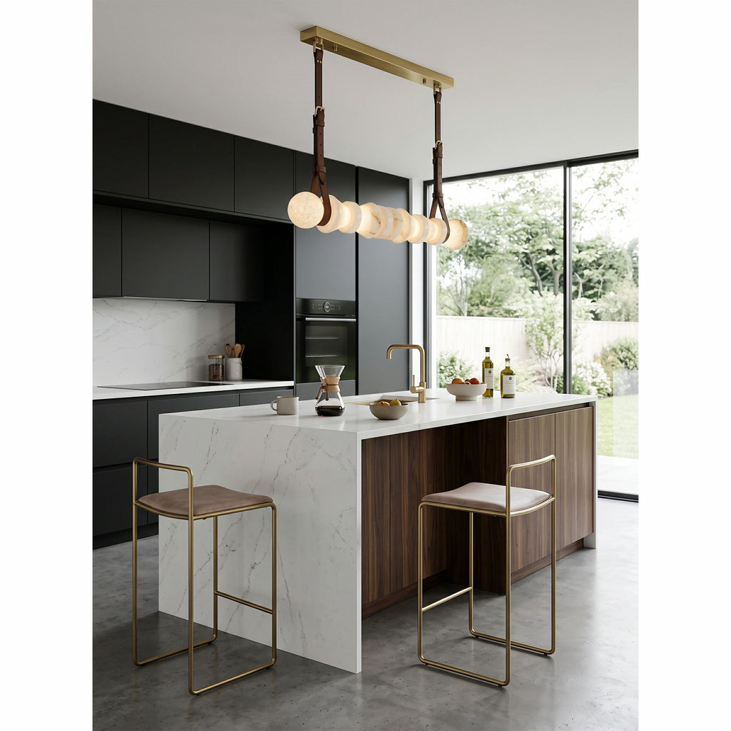Radilum Tervaine Alabaster Chandelier Brass Frame