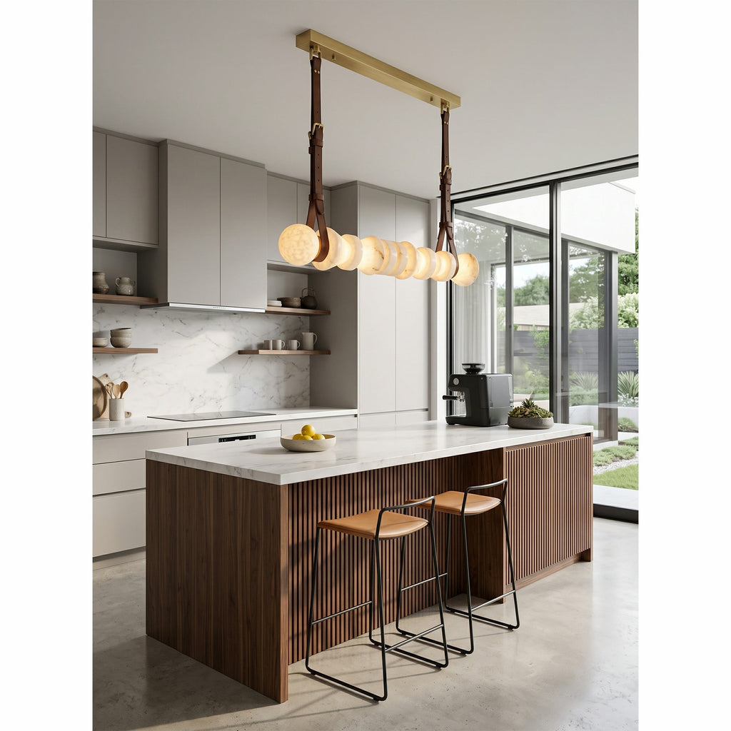 Radilum Tervaine Alabaster Chandelier Brass Frame