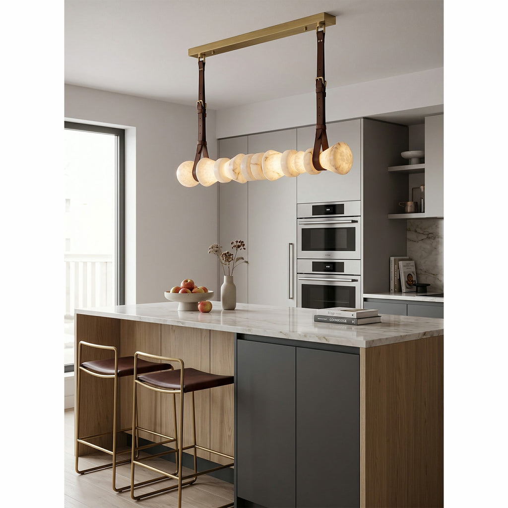 Radilum Tervaine Alabaster Chandelier Brass Frame