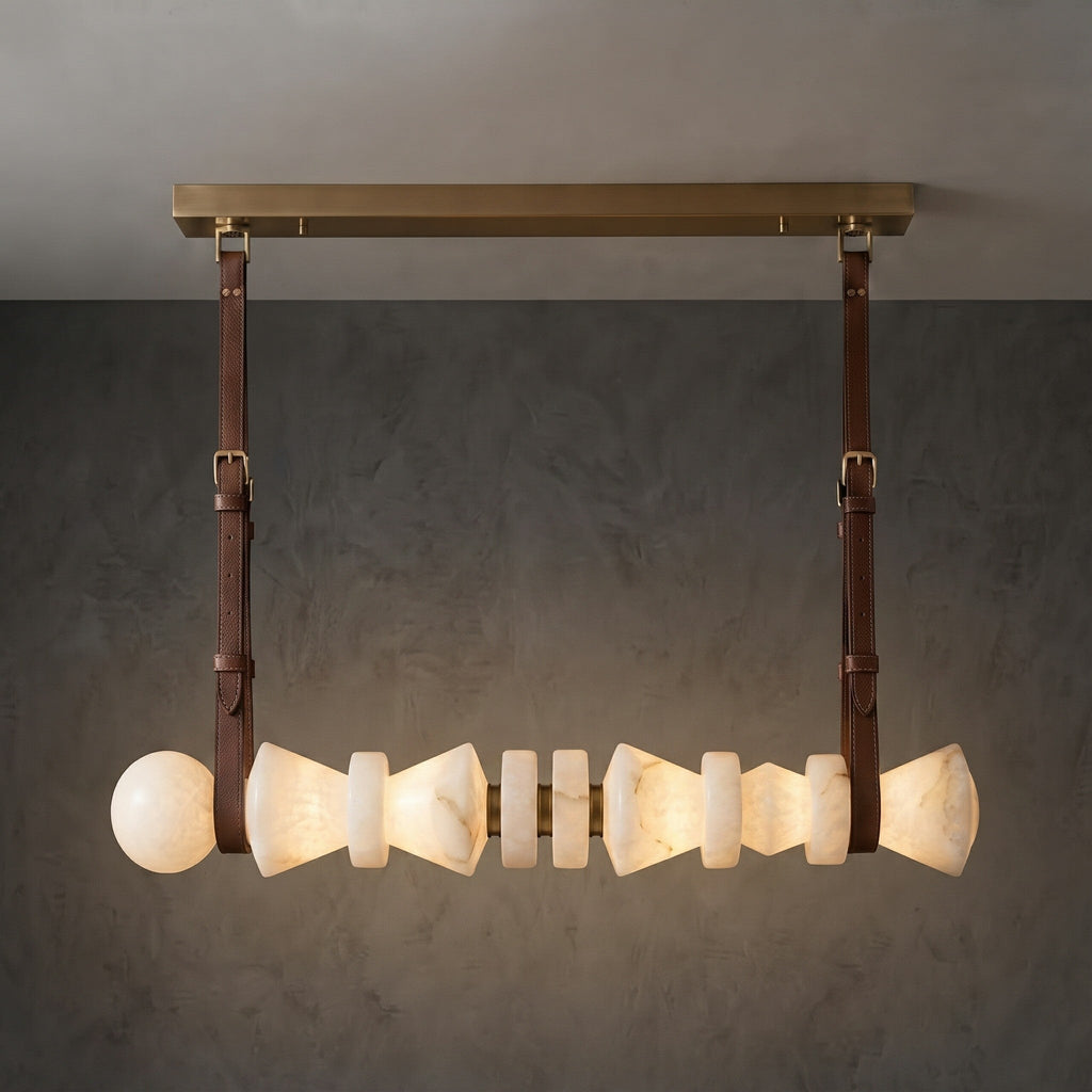Radilum Tervaine Alabaster Chandelier Brass Frame