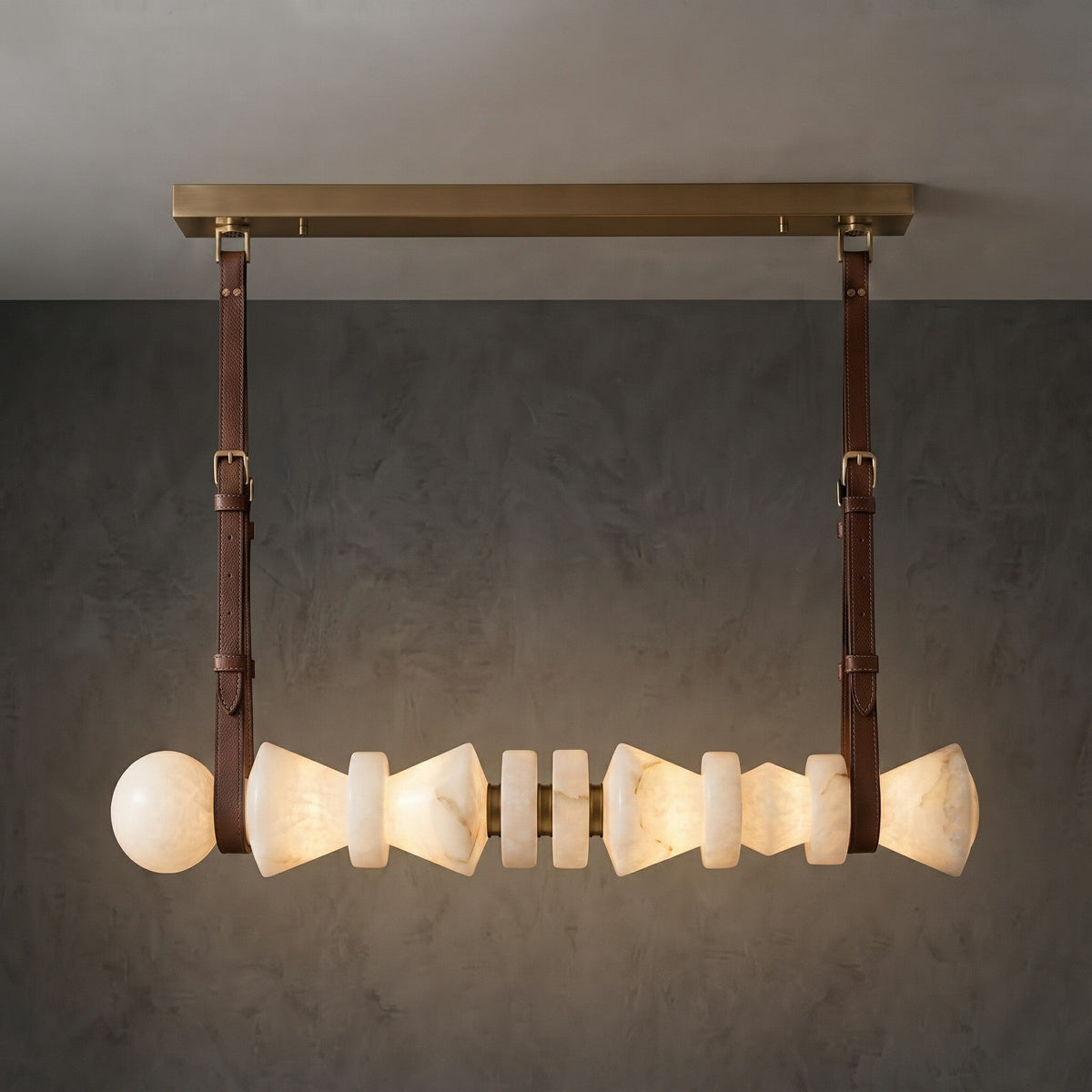 Radilum Tervaine Alabaster Chandelier Brass Frame