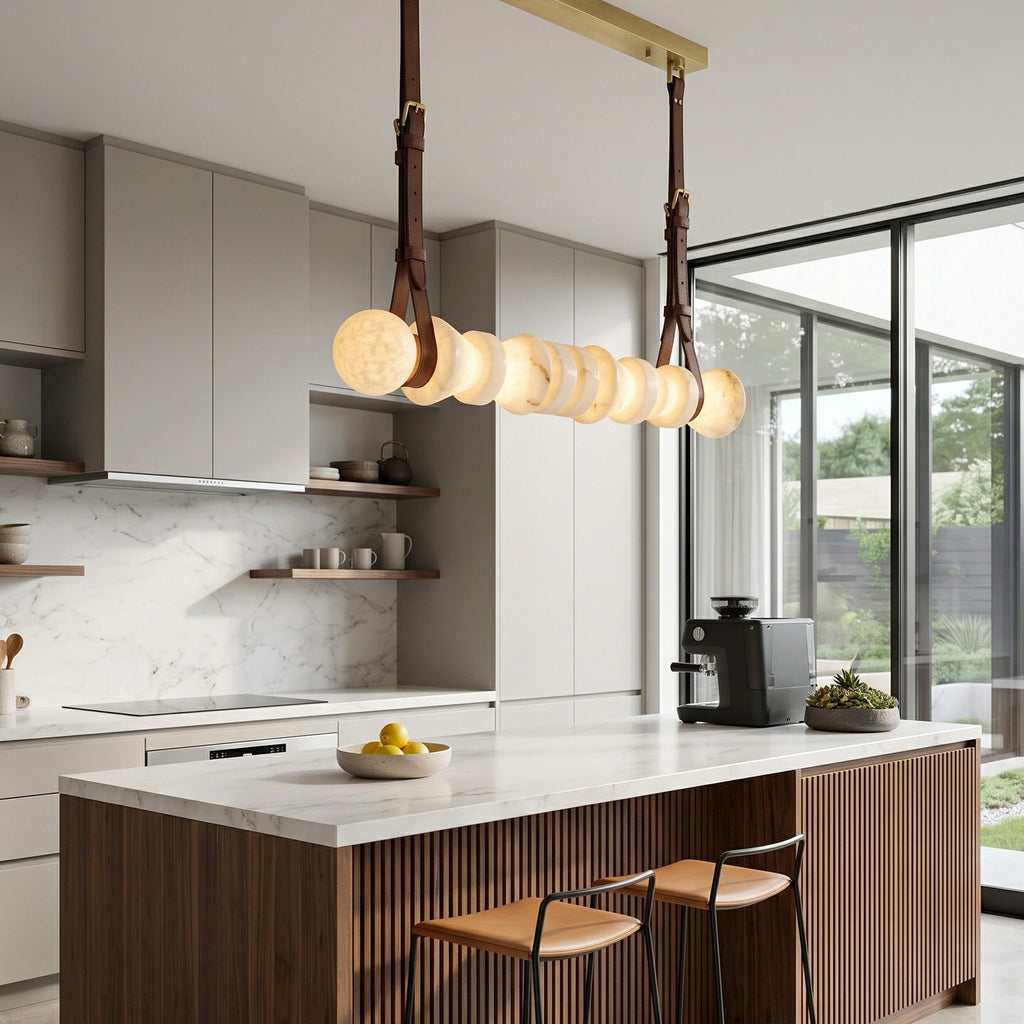 Radilum Tervaine Alabaster Chandelier Brass Frame