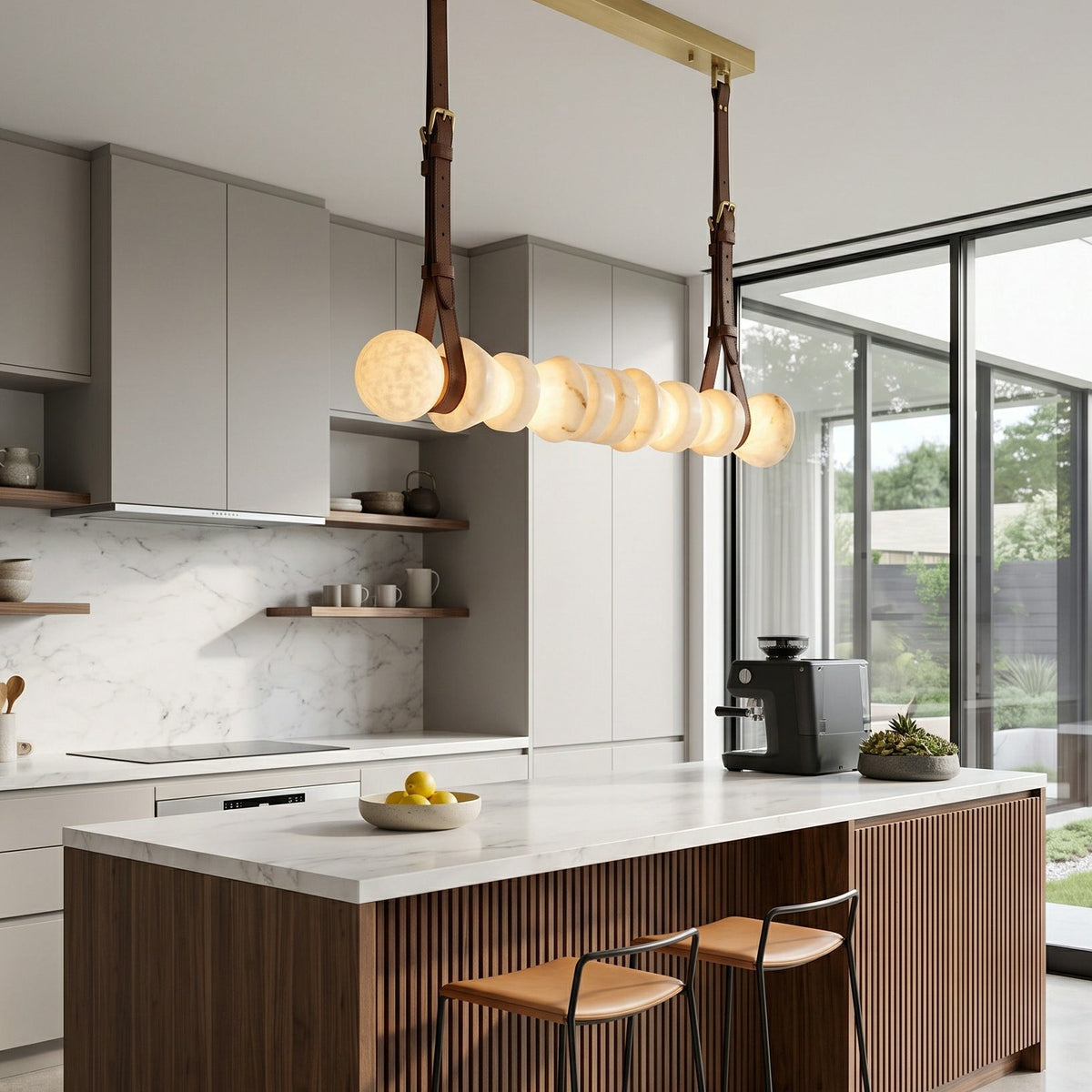 Radilum Tervaine Alabaster Chandelier Brass Frame