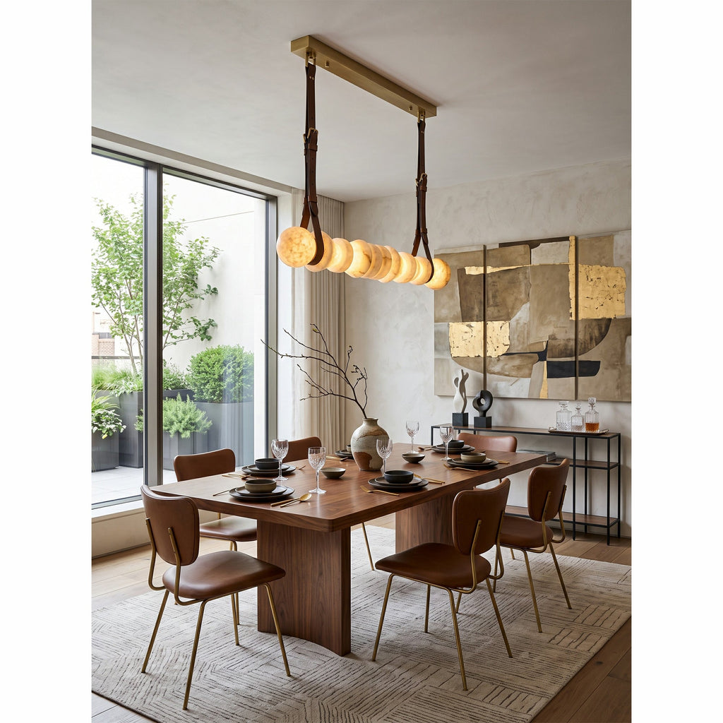 Radilum Tervaine Alabaster Chandelier Brass Frame